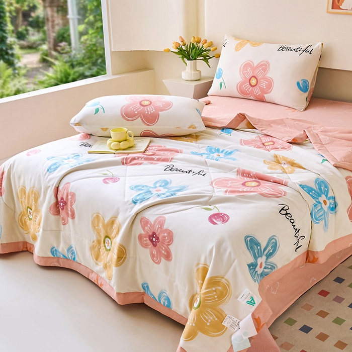 91家纺网 家纺一手货源 找家纺 紫乐家纺 2026春夏新款100%新疆棉花里外全棉夏被夏凉被空调被 悦然