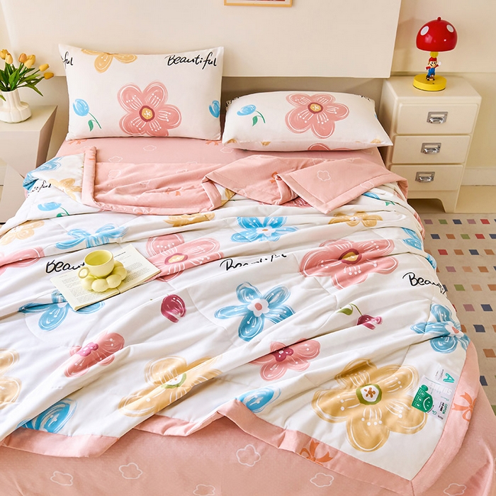 91家纺网 家纺一手货源 找家纺 紫乐家纺 2026春夏新款100%新疆棉花里外全棉夏被夏凉被空调被 悦然