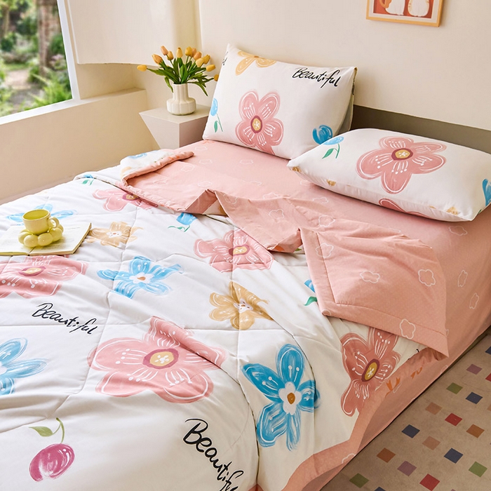 91家纺网 家纺一手货源 找家纺 紫乐家纺 2026春夏新款100%新疆棉花里外全棉夏被夏凉被空调被 悦然