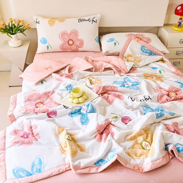 91家纺网 家纺一手货源 找家纺 紫乐家纺 2026春夏新款100%新疆棉花里外全棉夏被夏凉被空调被 悦然