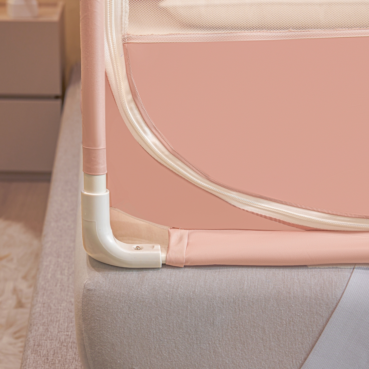 91家纺网 家纺一手货源 找家纺 （总）富莱星蚊帐 2026新款双丝加厚网纱坐床蚊帐大力士围栏擎天柱支架-花样年华