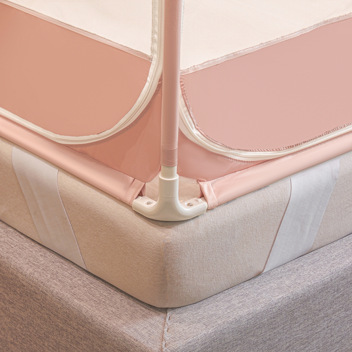 91家纺网 家纺一手货源 找家纺 （总）富莱星蚊帐 2026新款双丝加厚网纱坐床蚊帐大力士围栏擎天柱支架-花样年华