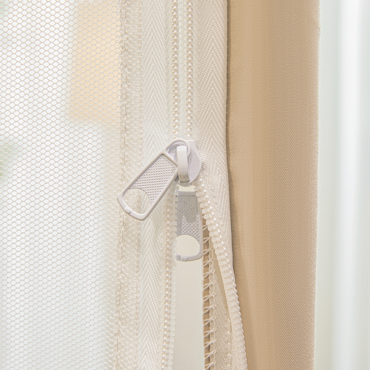 91家纺网 家纺一手货源 找家纺 富莱星蚊帐 2026新款双丝加厚网纱坐床蚊帐大力士围栏擎天柱支架-花样年华 花样年华-卡其