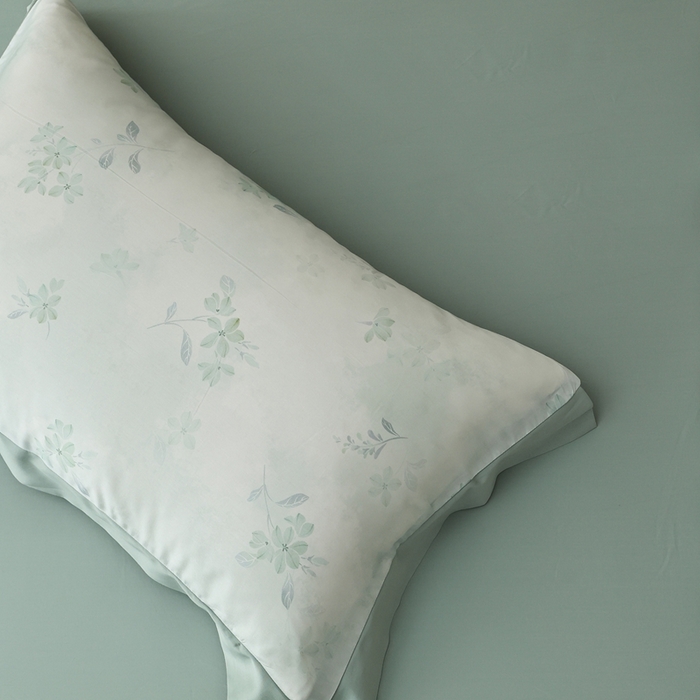 91家纺网 家纺一手货源 找家纺 ROZ home 蕊姿家居 2026新款60s天丝棉数码印花单床单 浮香 松石绿