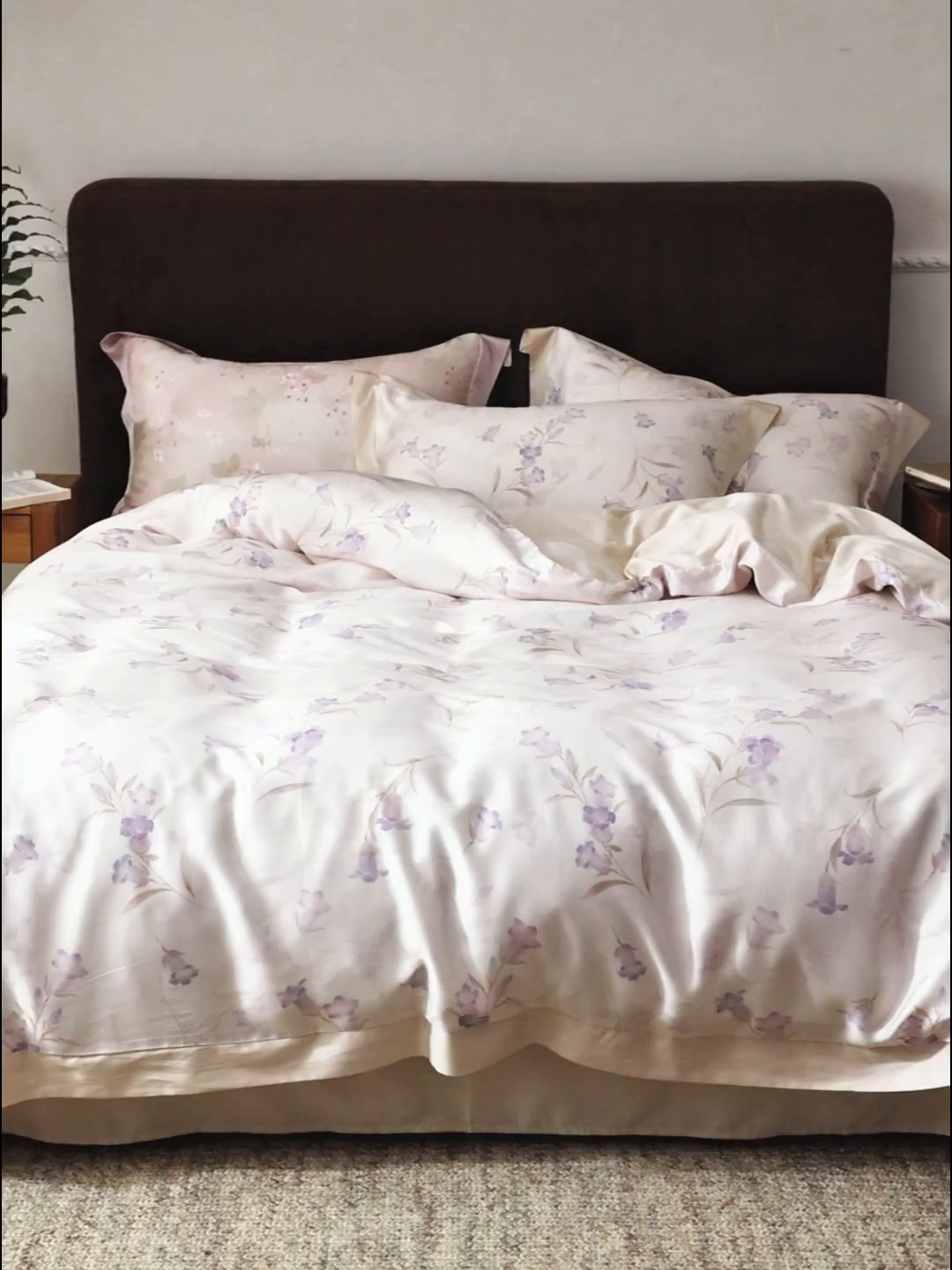 91家纺网 家纺一手货源 找家纺 ROZ home 蕊姿家居 2026新款60s天丝棉数码印花单枕套 风铃草 香槟