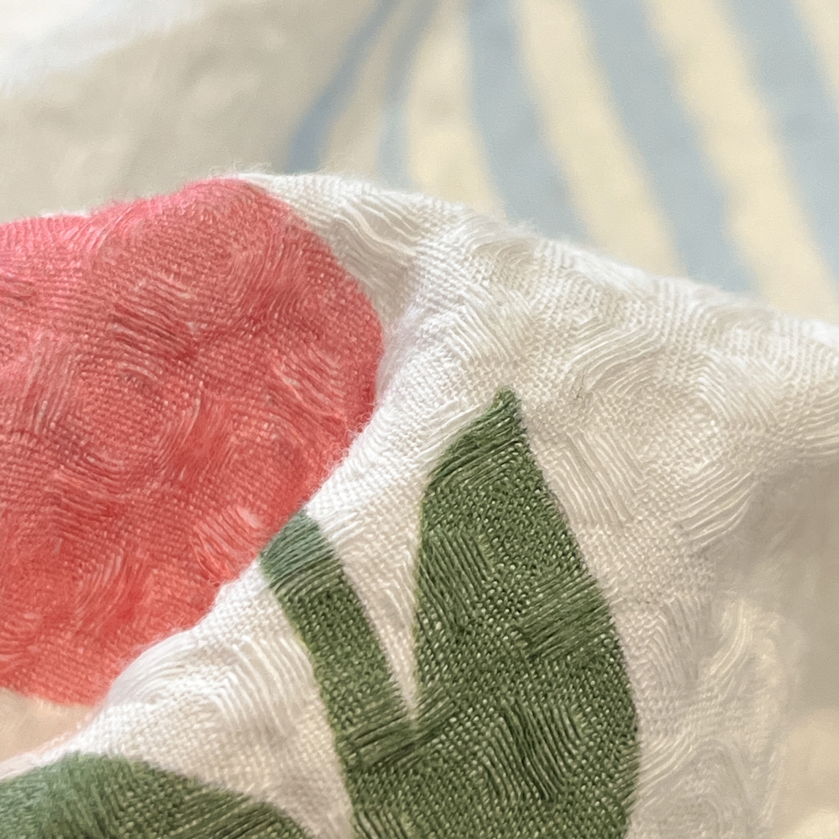 91家纺网 家纺一手货源 找家纺 如一 2026春夏新款全棉纯棉华夫格印花三角针工艺四件套 夏朵-蓝