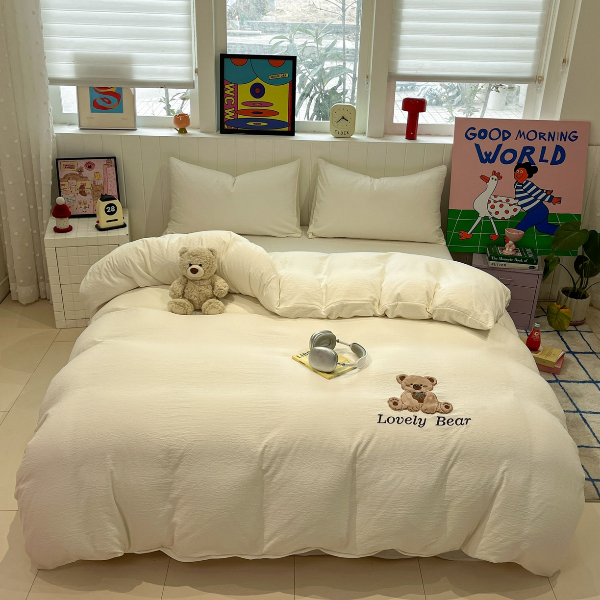 91家纺网 家纺一手货源 找家纺 （总）爱思凯家纺 2026新款皱皱纱卡通贴布绣-咖崽熊被套