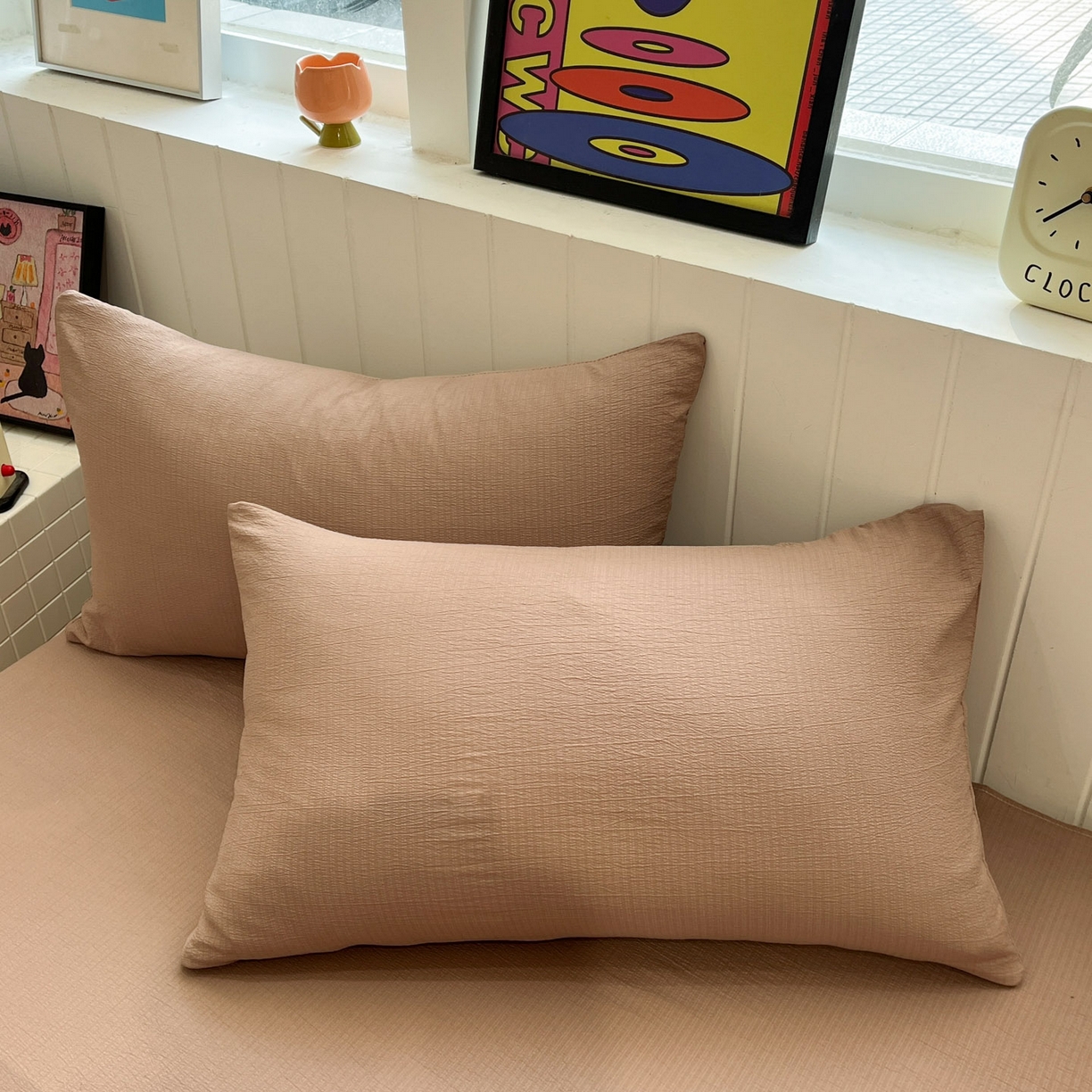 91家纺网 家纺一手货源 找家纺 （总）爱思凯家纺 2026新款皱皱纱卡通贴布绣-咖崽熊四件套