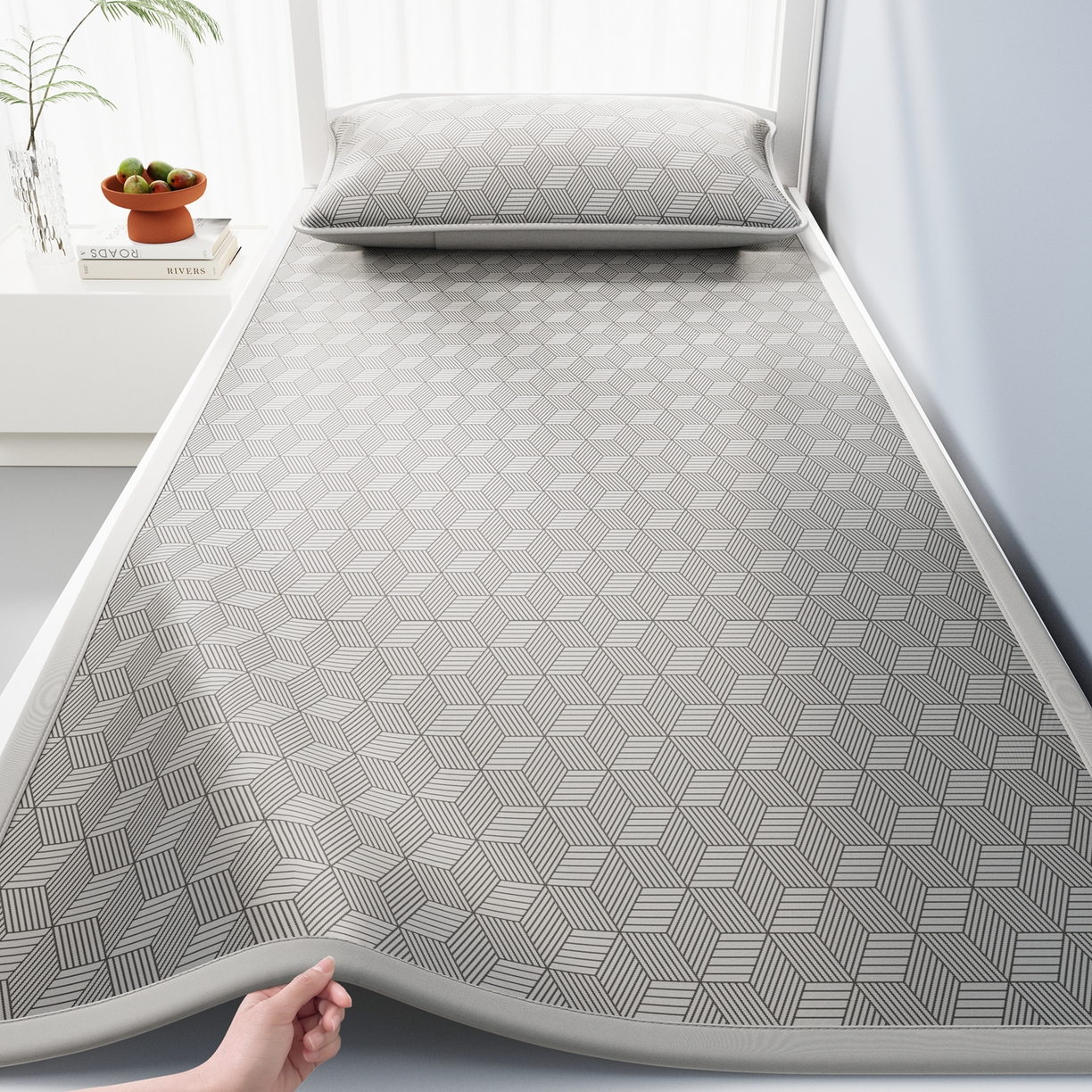 91家纺网 家纺一手货源 找家纺 （总）爱思凯家纺 2026新款元森条席-冰丝凉席 学生款（床席款）