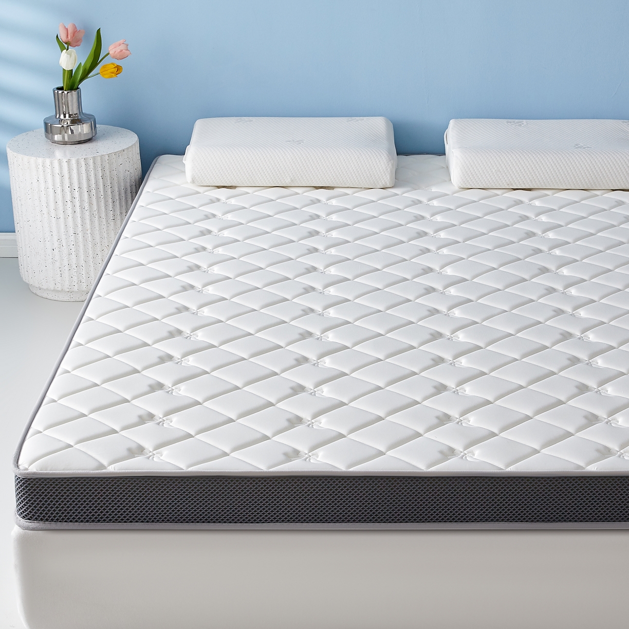 91家纺网 家纺一手货源 找家纺 优莱床垫 2026新款乳胶抗压棉立体床垫垫子 乳胶抗压棉蝴蝶结立体白