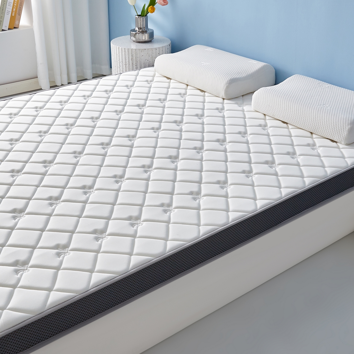 91家纺网 家纺一手货源 找家纺 优莱床垫 2026新款乳胶抗压棉立体床垫垫子 乳胶抗压棉蝴蝶结立体白