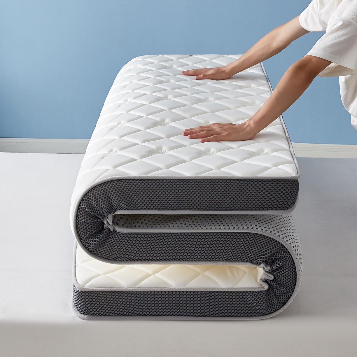 91家纺网 家纺一手货源 找家纺 优莱床垫 2026新款乳胶抗压棉立体床垫垫子 乳胶抗压棉蝴蝶结立体白