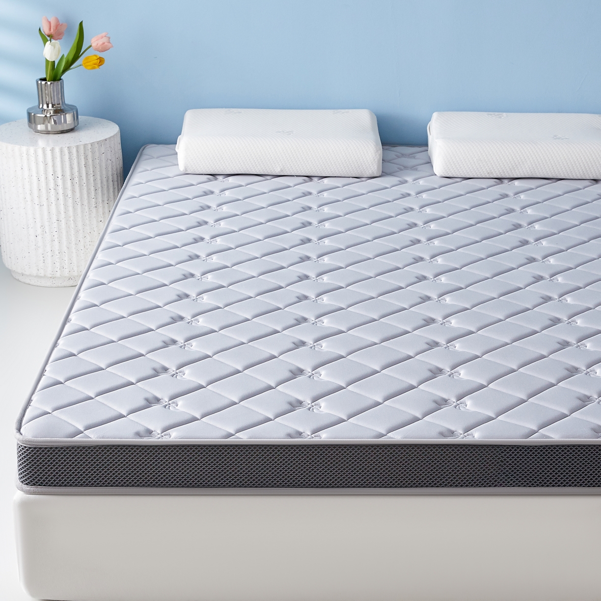 91家纺网 家纺一手货源 找家纺 优莱床垫 2026新款乳胶抗压棉立体床垫垫子 乳胶抗压棉蝴蝶结立体灰