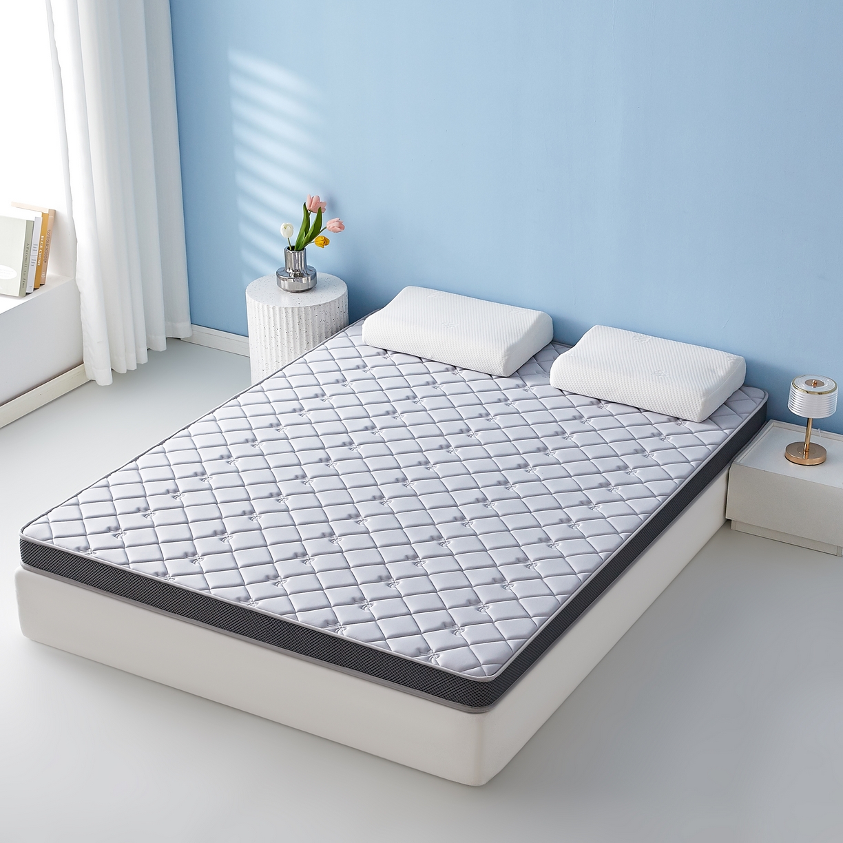 91家纺网 家纺一手货源 找家纺 优莱床垫 2026新款乳胶抗压棉立体床垫垫子 乳胶抗压棉蝴蝶结立体灰