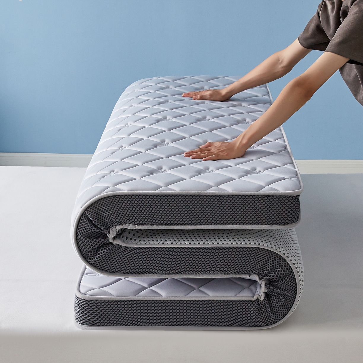 91家纺网 家纺一手货源 找家纺 优莱床垫 2026新款乳胶抗压棉立体床垫垫子 乳胶抗压棉蝴蝶结立体灰