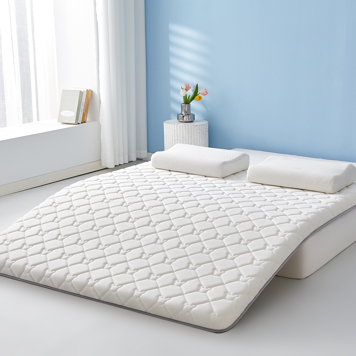 91家纺网 家纺一手货源 找家纺 优莱床垫 2026新款乳胶抗压棉立体床垫垫子 乳胶抗压棉小熊单边白