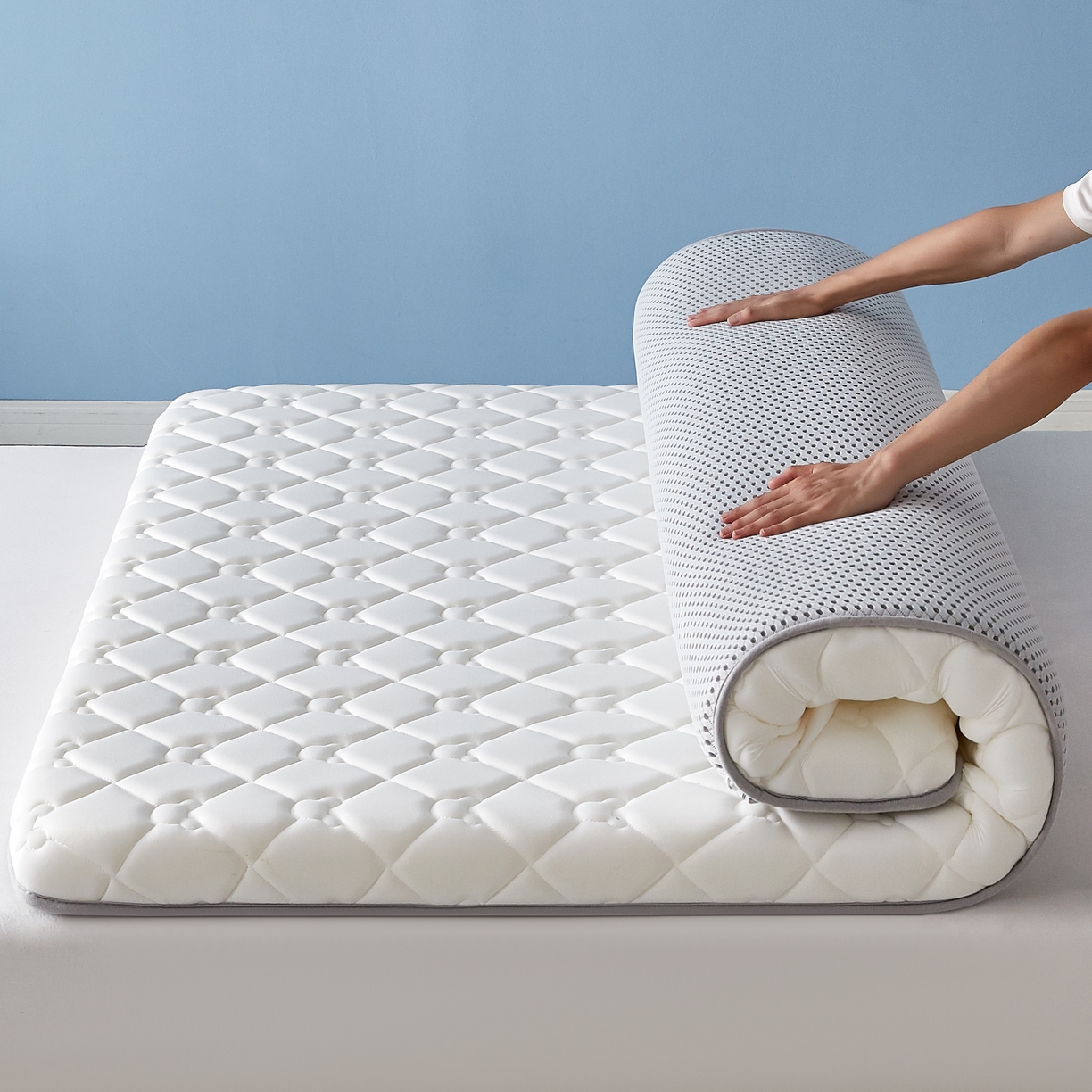 91家纺网 家纺一手货源 找家纺 优莱床垫 2026新款乳胶抗压棉立体床垫垫子 乳胶抗压棉小熊单边白