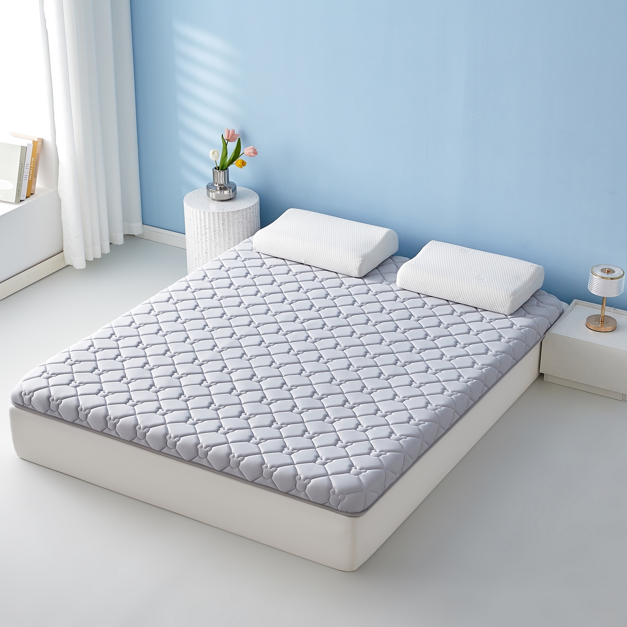 91家纺网 家纺一手货源 找家纺 优莱床垫 2026新款乳胶抗压棉立体床垫垫子 乳胶抗压棉小熊单边灰