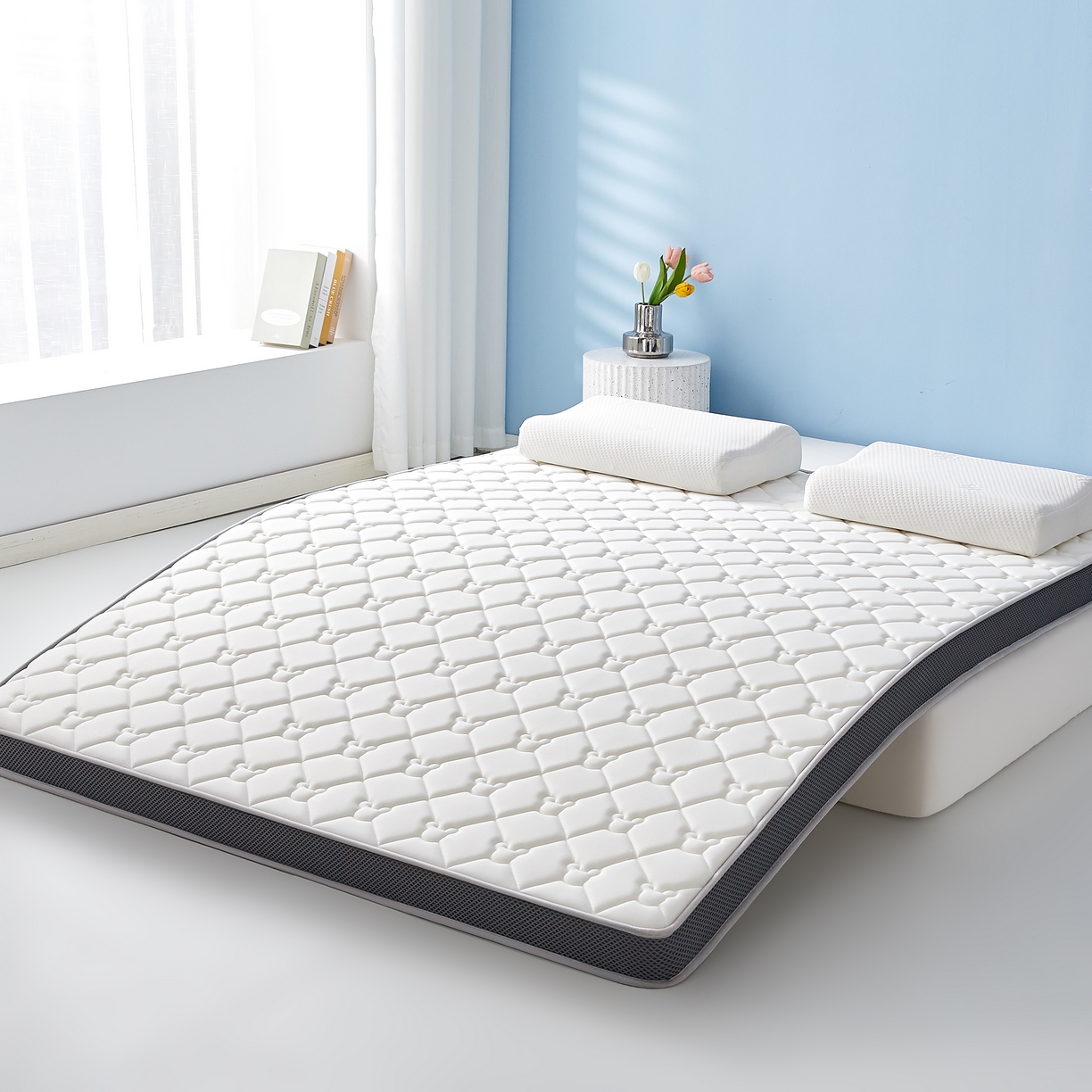 91家纺网 家纺一手货源 找家纺 优莱床垫 2026新款乳胶抗压棉立体床垫垫子 乳胶抗压棉小熊立体白