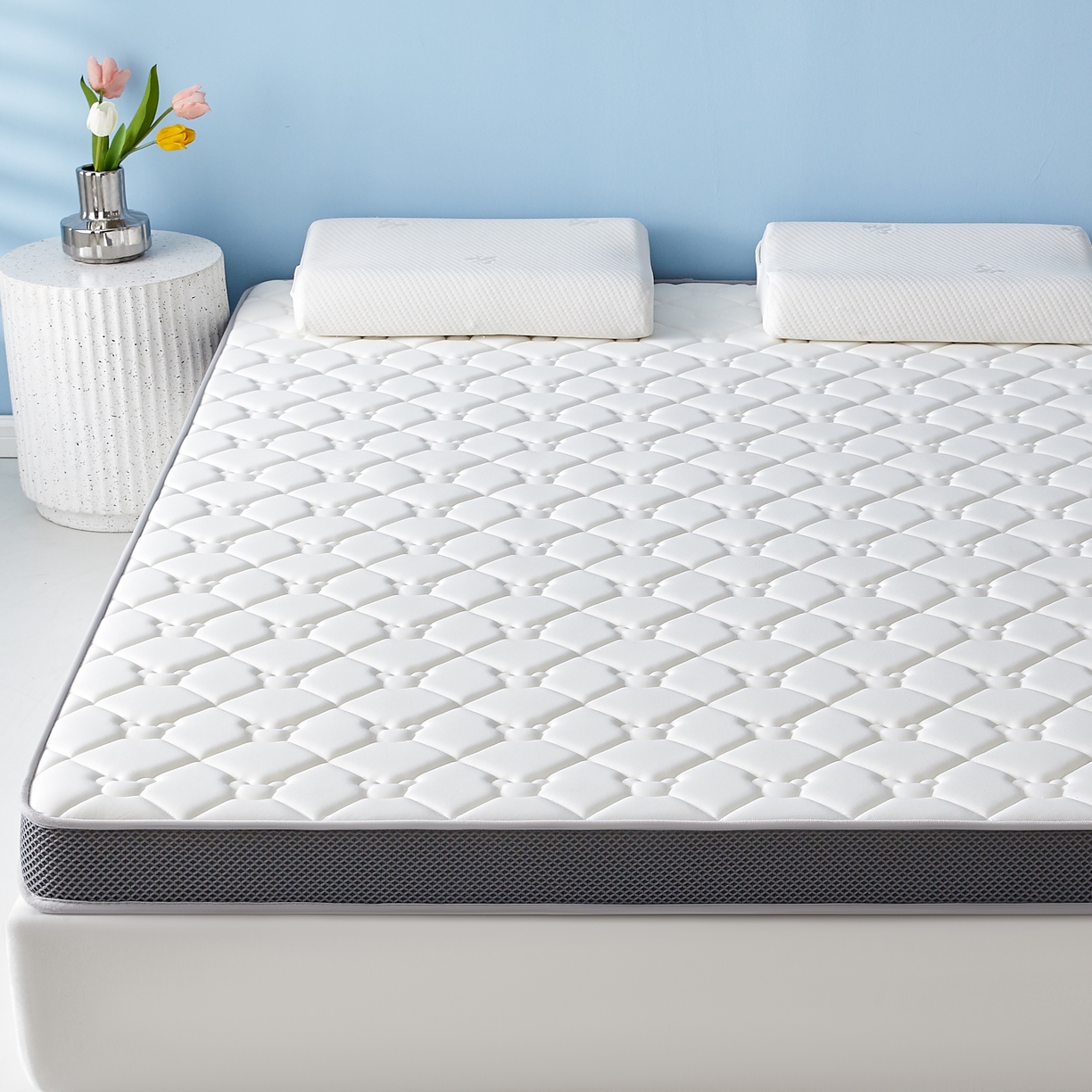 91家纺网 家纺一手货源 找家纺 优莱床垫 2026新款乳胶抗压棉立体床垫垫子 乳胶抗压棉小熊立体白