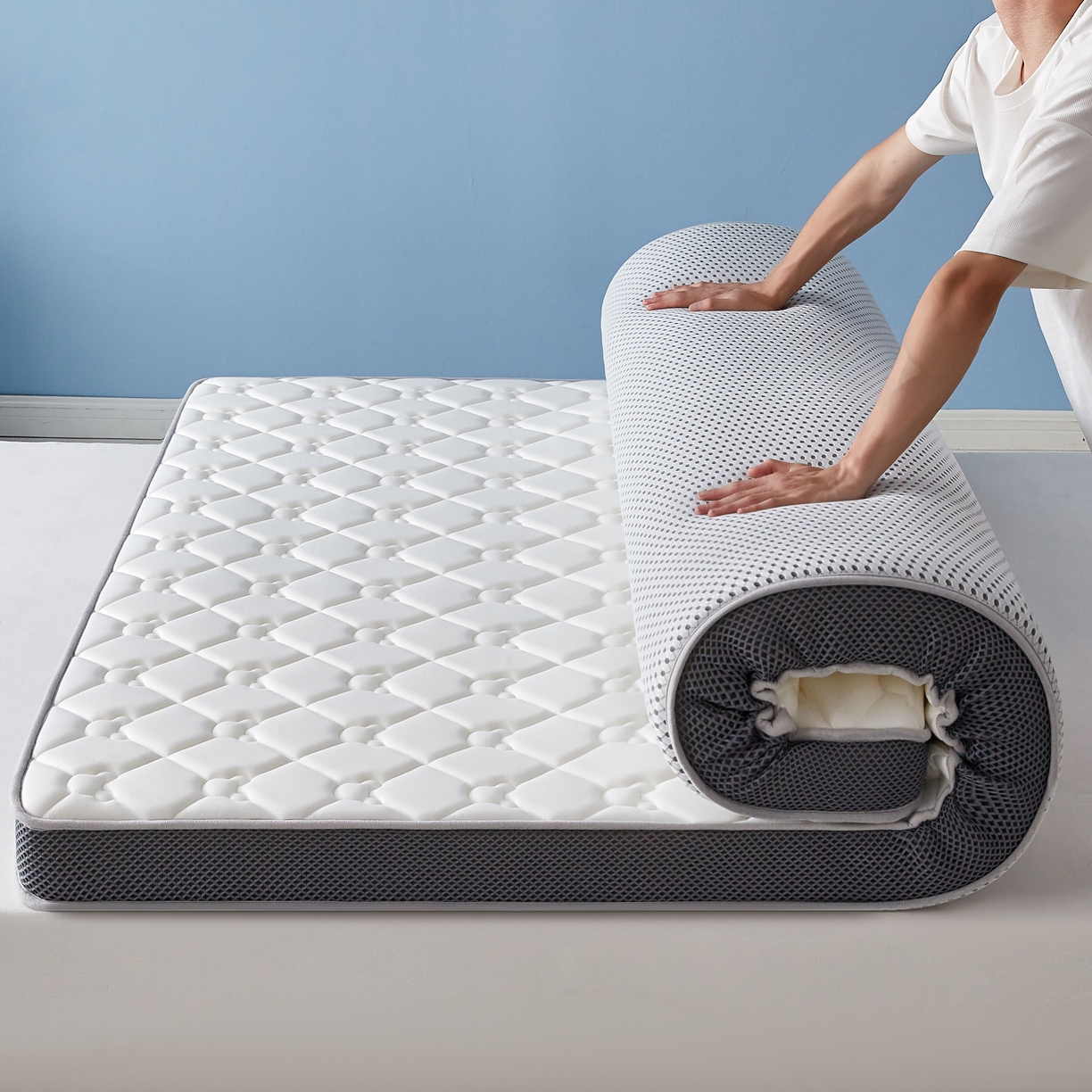 91家纺网 家纺一手货源 找家纺 优莱床垫 2026新款乳胶抗压棉立体床垫垫子 乳胶抗压棉小熊立体白