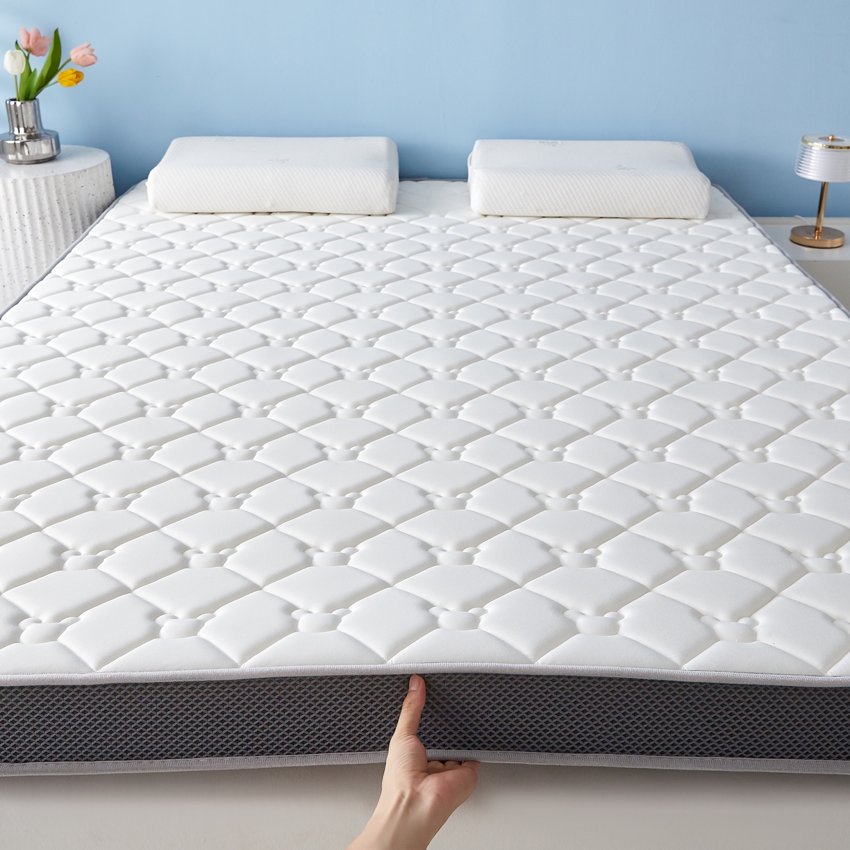 91家纺网 家纺一手货源 找家纺 优莱床垫 2026新款乳胶抗压棉立体床垫垫子 乳胶抗压棉小熊立体白