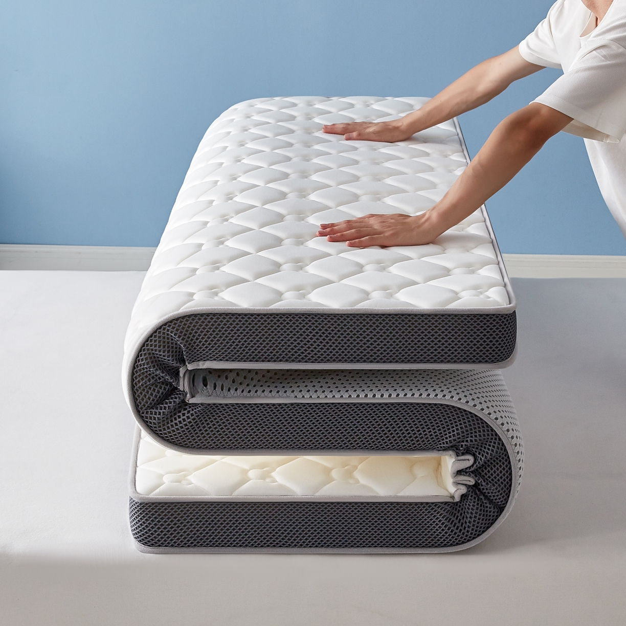 91家纺网 家纺一手货源 找家纺 优莱床垫 2026新款乳胶抗压棉立体床垫垫子 乳胶抗压棉小熊立体白