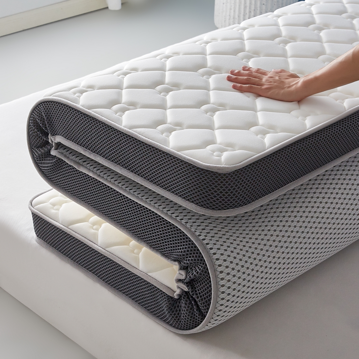 91家纺网 家纺一手货源 找家纺 优莱床垫 2026新款乳胶抗压棉立体床垫垫子 乳胶抗压棉小熊立体白