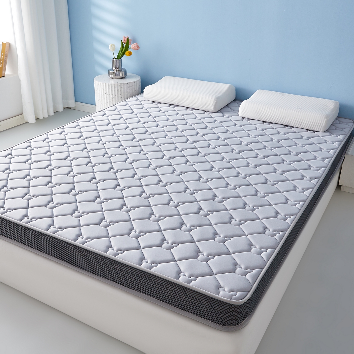 91家纺网 家纺一手货源 找家纺 优莱床垫 2026新款乳胶抗压棉立体床垫垫子 乳胶抗压棉小熊立体灰