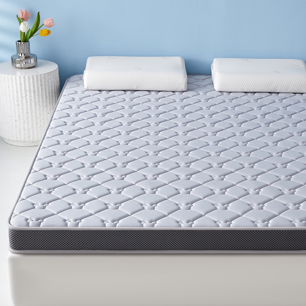 91家纺网 家纺一手货源 找家纺 优莱床垫 2026新款乳胶抗压棉立体床垫垫子 乳胶抗压棉小熊立体灰