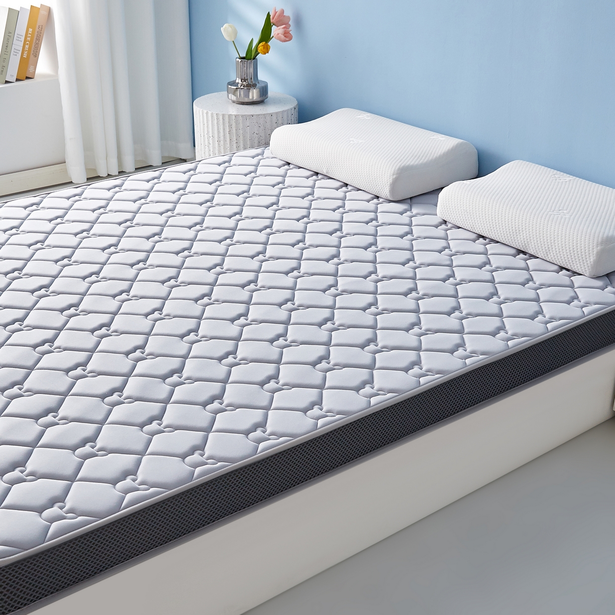 91家纺网 家纺一手货源 找家纺 优莱床垫 2026新款乳胶抗压棉立体床垫垫子 乳胶抗压棉小熊立体灰