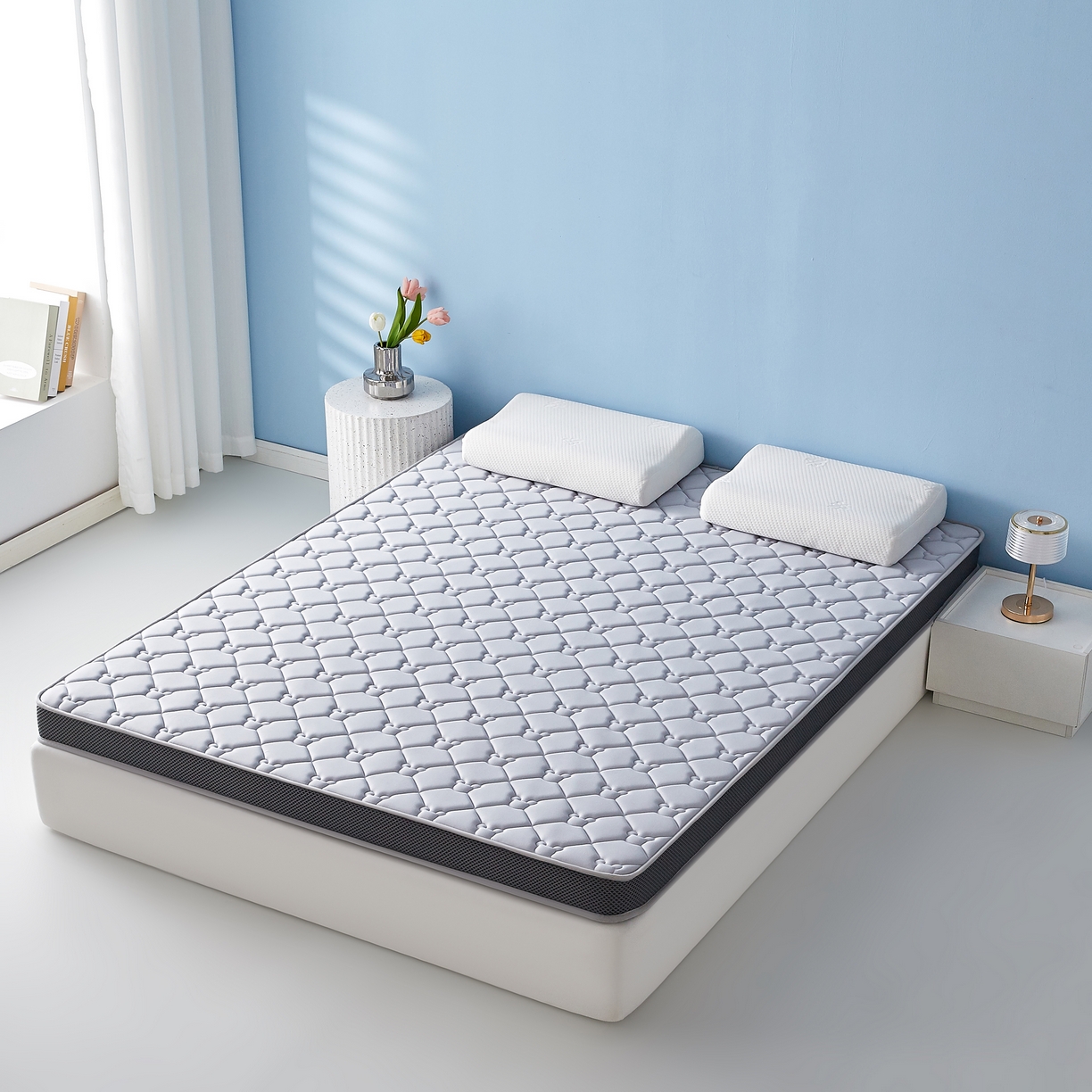 91家纺网 家纺一手货源 找家纺 优莱床垫 2026新款乳胶抗压棉立体床垫垫子 乳胶抗压棉小熊立体灰