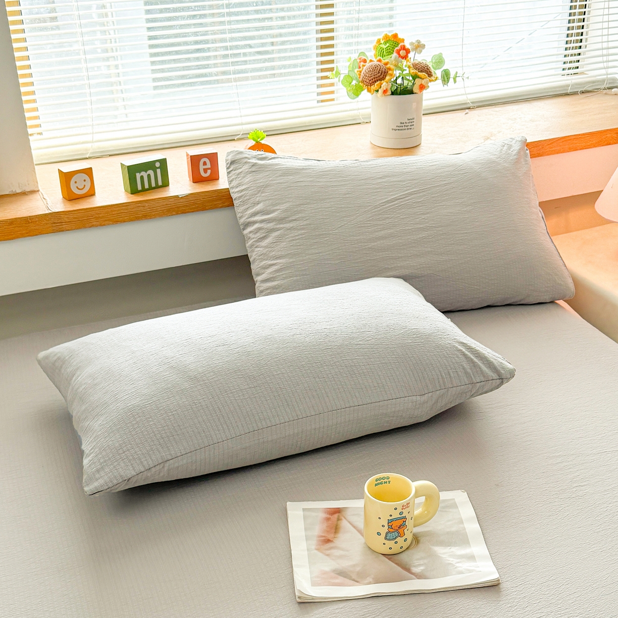 91家纺网 家纺一手货源 找家纺 （总）爱思凯家纺 2026新款皱皱纱卡通贴布绣-咖崽熊床单