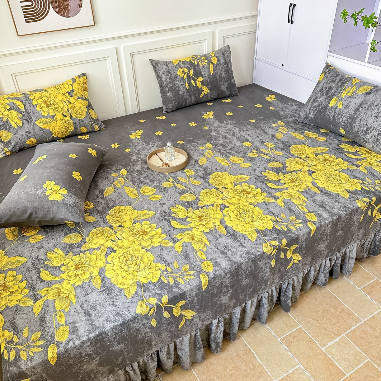 91家纺网 家纺一手货源 找家纺 手艺人家纺 2026新款米娅HDS01-米娅HDS07单层双层纱单层炕盖单品炕盖炕盖单件 米娅HDS01