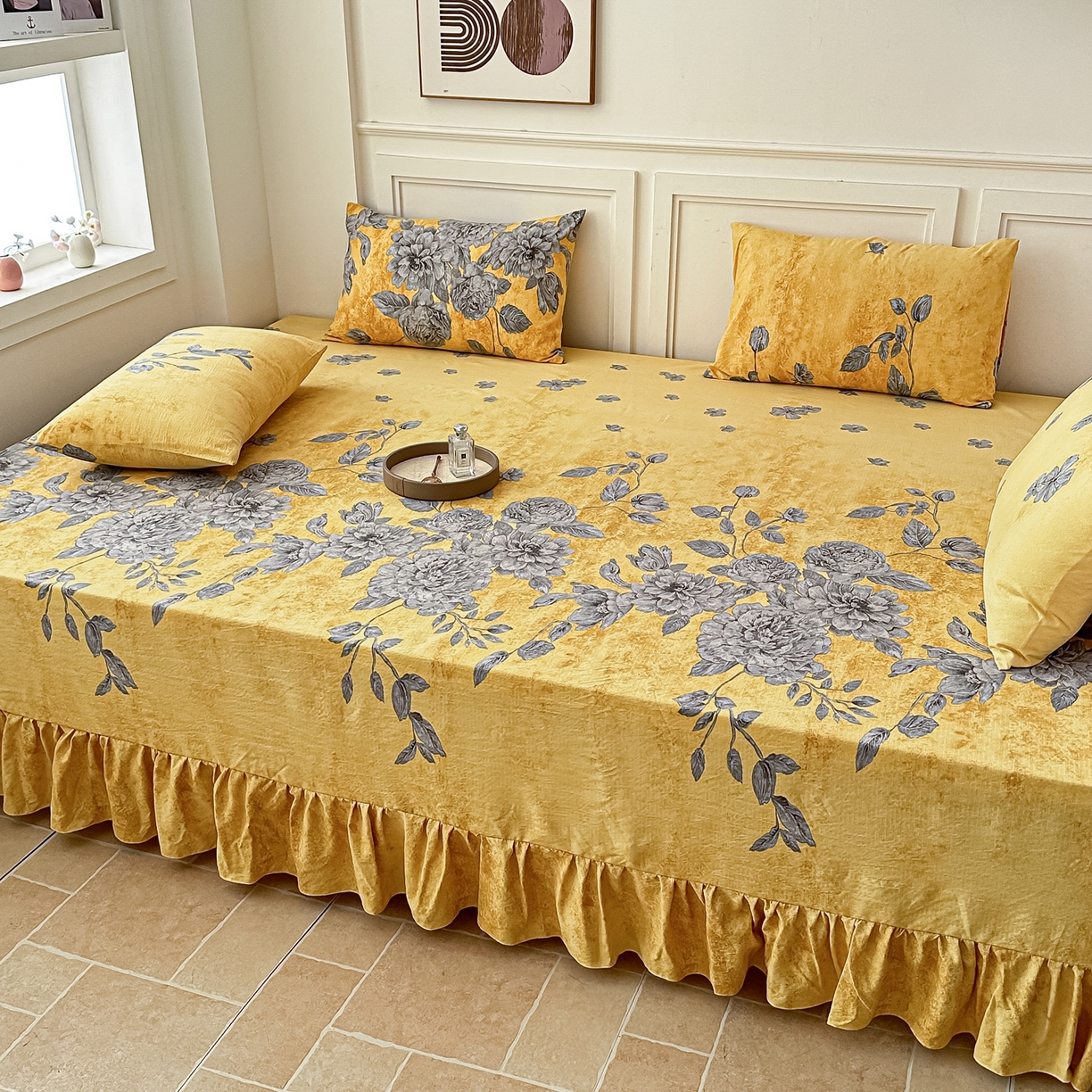 91家纺网 家纺一手货源 找家纺 手艺人家纺 2026新款米娅HDS01-米娅HDS07单层双层纱单层炕盖单品炕盖炕盖单件 米娅HDS07