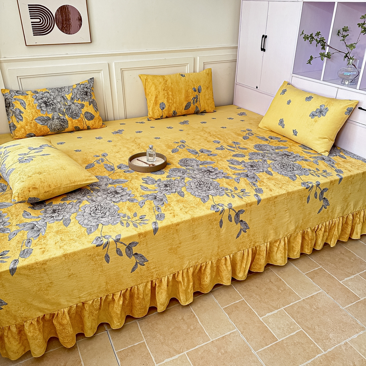 91家纺网 家纺一手货源 找家纺 手艺人家纺 2026新款米娅HDS01-米娅HDS07单层双层纱单层炕盖单品炕盖炕盖单件 米娅HDS07