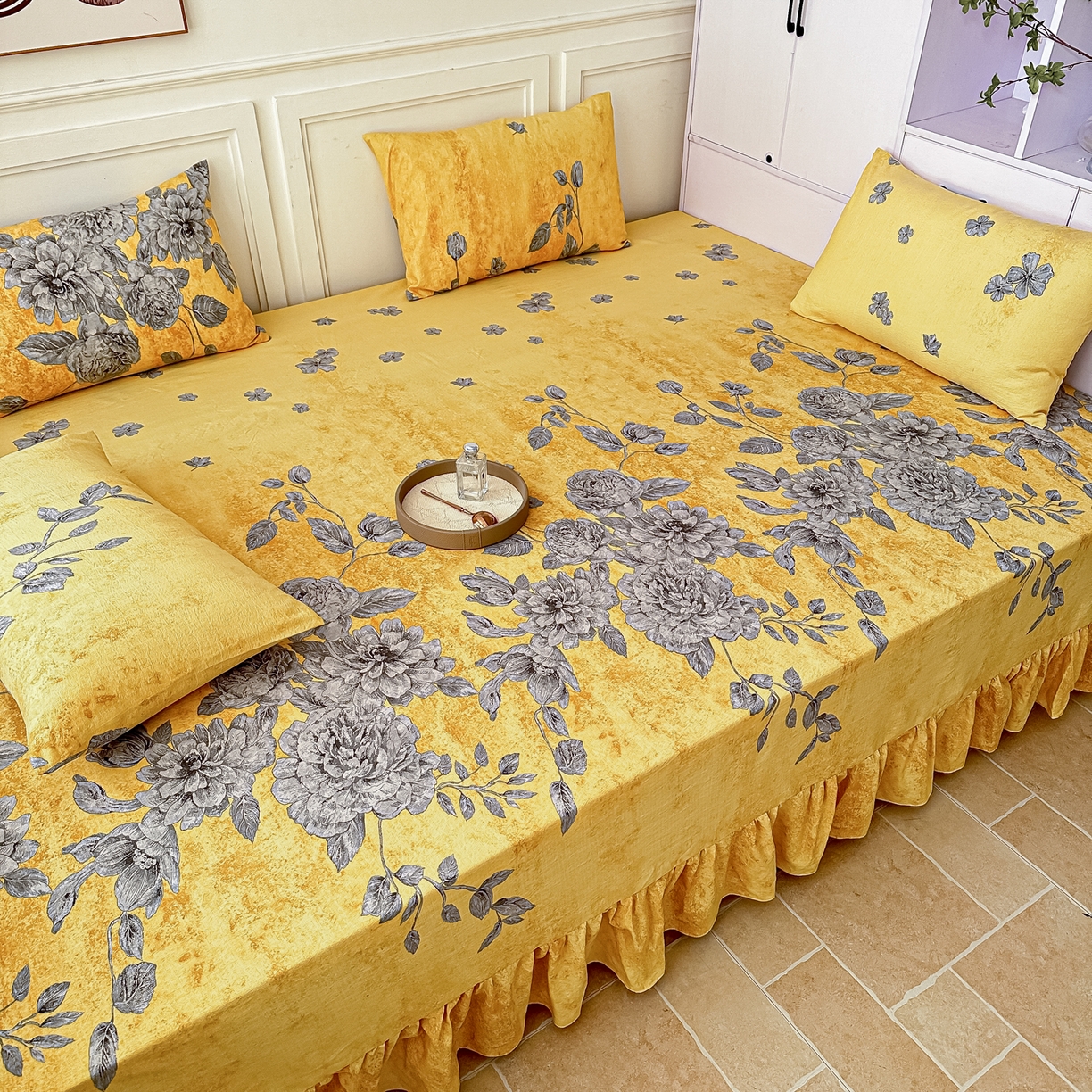 91家纺网 家纺一手货源 找家纺 手艺人家纺 2026新款米娅HDS01-米娅HDS07单层双层纱单层炕盖单品炕盖炕盖单件 米娅HDS07