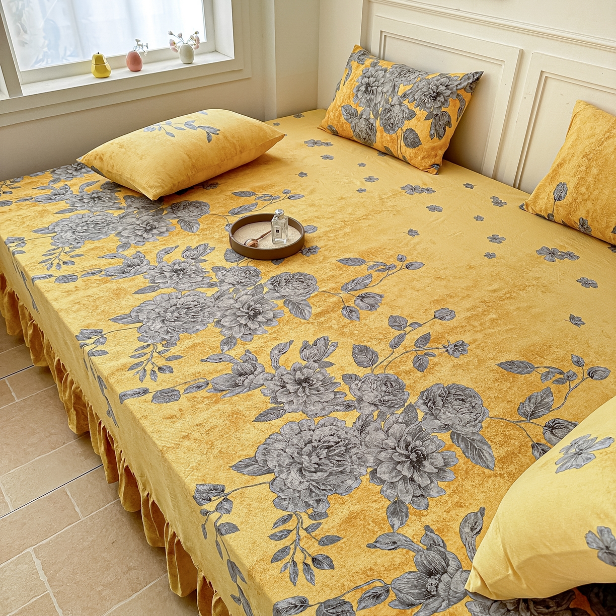 91家纺网 家纺一手货源 找家纺 手艺人家纺 2026新款米娅HDS01-米娅HDS07单层双层纱单层炕盖单品炕盖炕盖单件 米娅HDS07