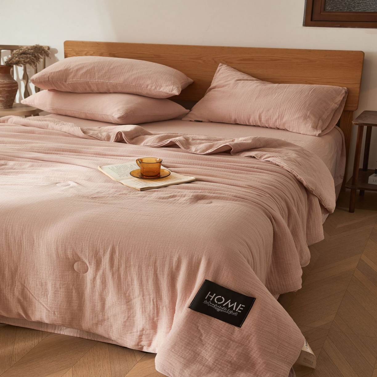 91家纺网 家纺一手货源 找家纺 （总）乐家毛巾被（工厂自产自销） 2026新款A类新疆长绒棉色织提花双层纱千鸟格系列夏被