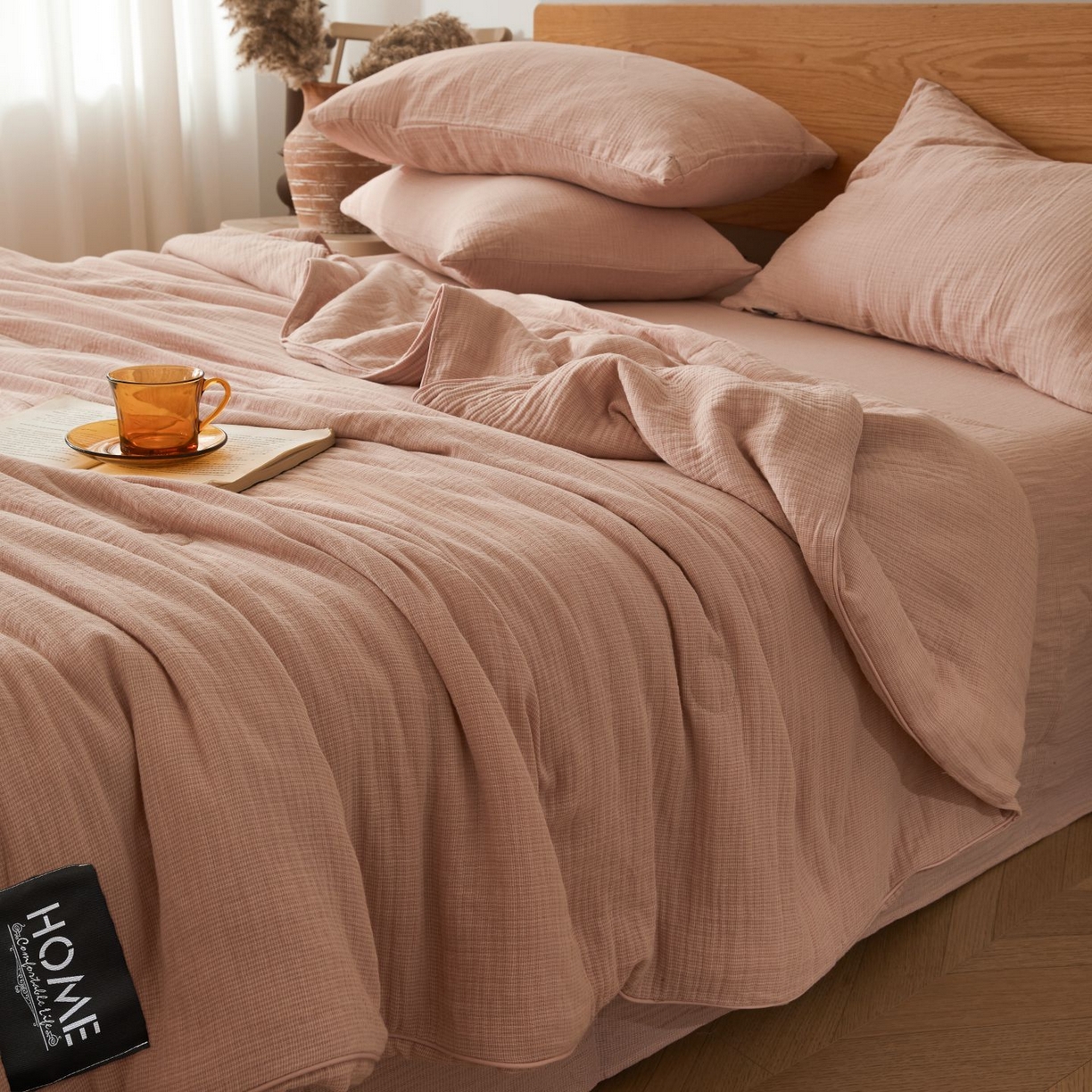 91家纺网 家纺一手货源 找家纺 （总）乐家毛巾被（工厂自产自销） 2026新款A类新疆长绒棉色织提花双层纱千鸟格系列夏被