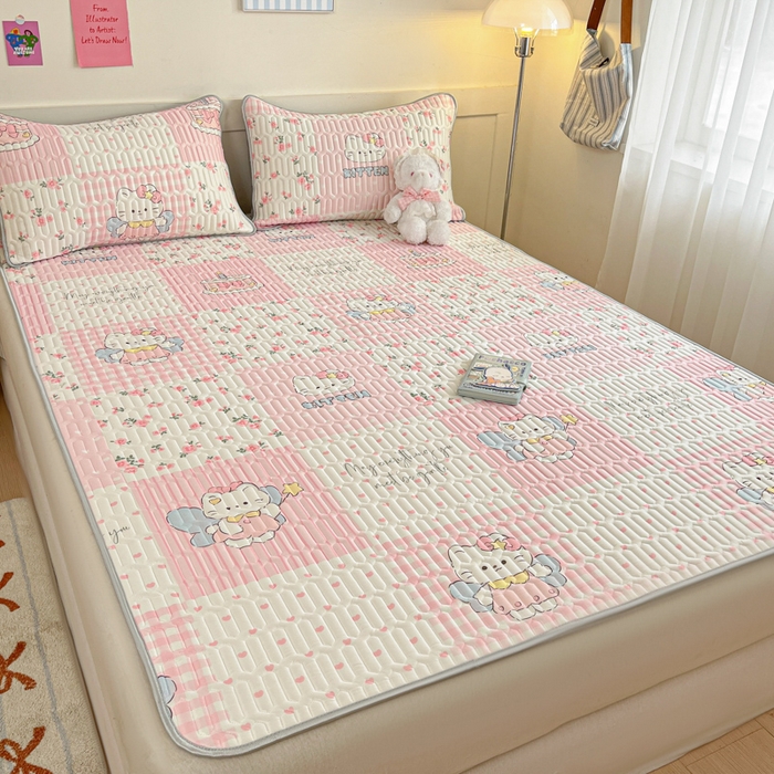 91家纺网 家纺一手货源 找家纺 （总）柒月家居 2026新款小清新乳胶凉席三件套