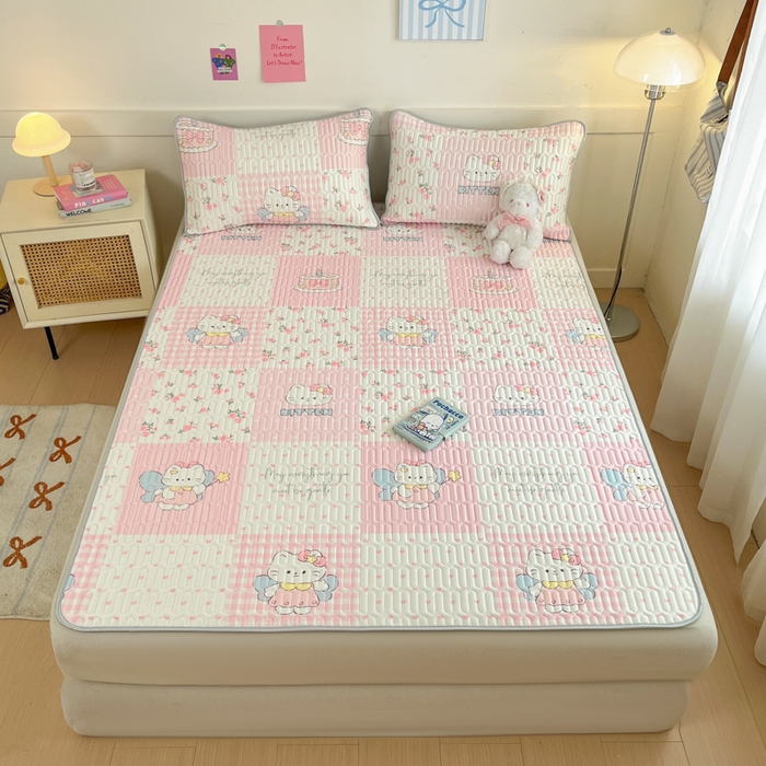 91家纺网 家纺一手货源 找家纺 （总）柒月家居 2026新款小清新乳胶凉席三件套