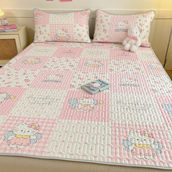 91家纺网 家纺一手货源 找家纺 （总）柒月家居 2026新款小清新乳胶凉席三件套