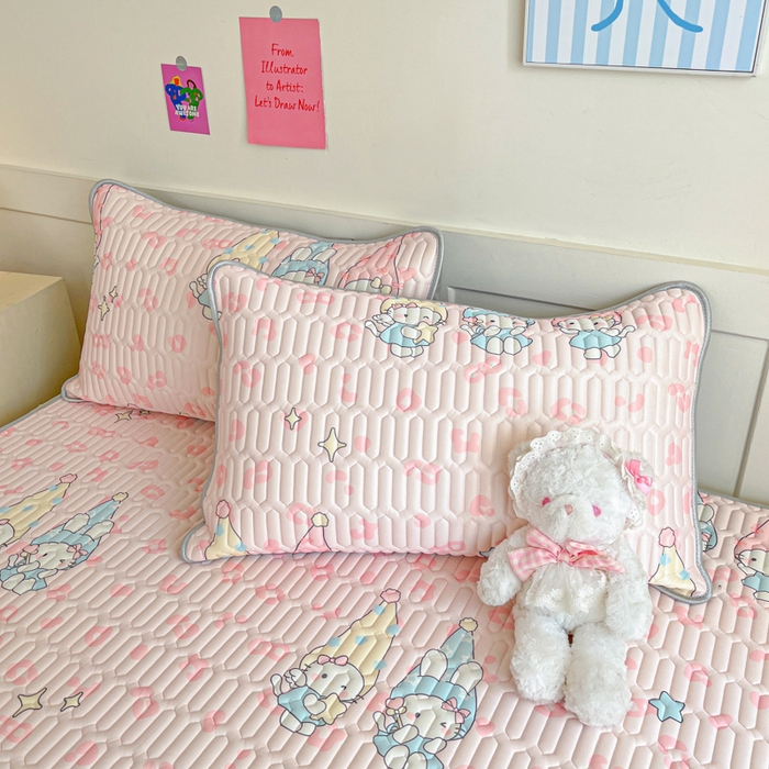 91家纺网 家纺一手货源 找家纺 柒月家居 2026新款小清新乳胶凉席三件套 豹纹精灵