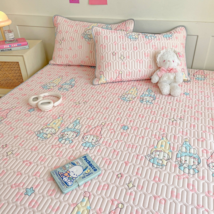 91家纺网 家纺一手货源 找家纺 柒月家居 2026新款小清新乳胶凉席三件套 豹纹精灵