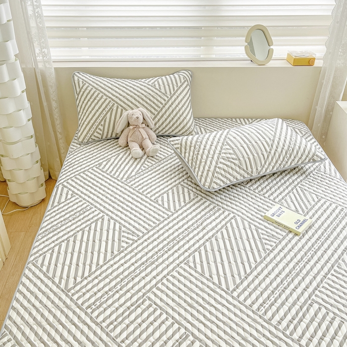 91家纺网 家纺一手货源 找家纺 柒月家居 2026新款小清新乳胶凉席三件套 格调