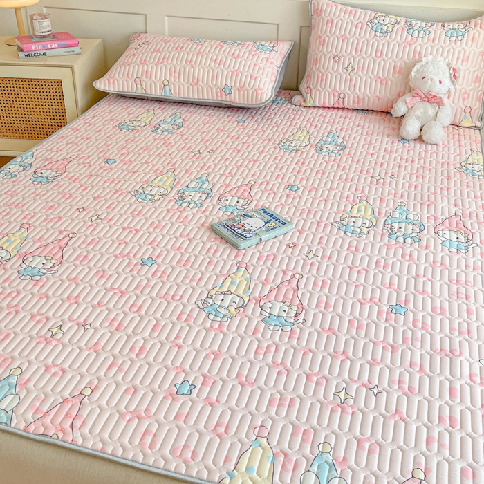 91家纺网 家纺一手货源 找家纺 柒月家居 2026新款小清新乳胶凉席三件套 豹纹精灵