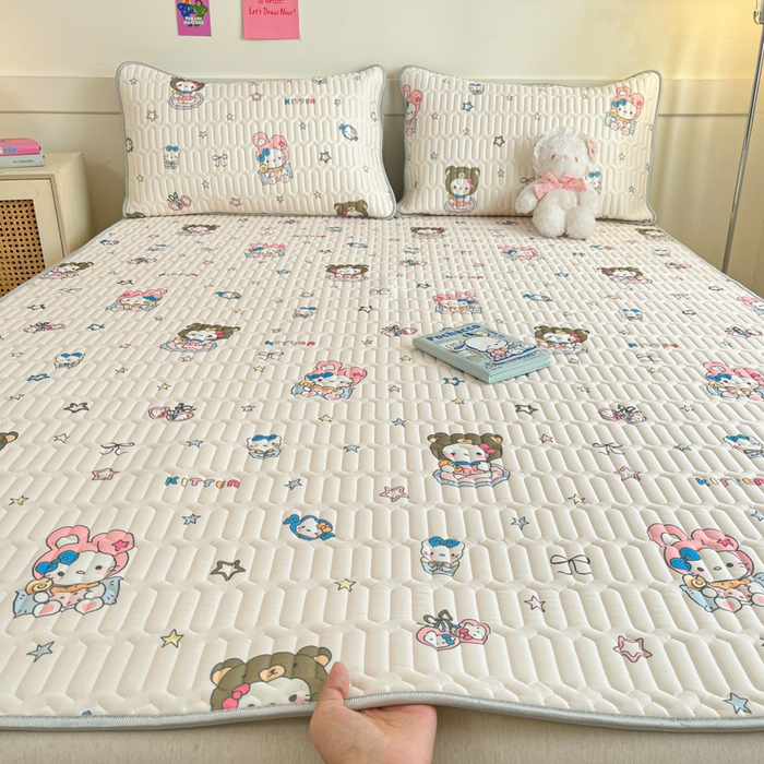 柒月家居 2026新款小清新乳胶凉席三件套 甜酷星兔