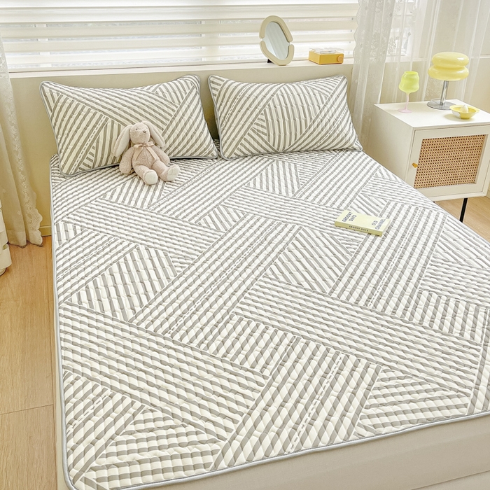 91家纺网 家纺一手货源 找家纺 柒月家居 2026新款小清新乳胶凉席三件套 格调