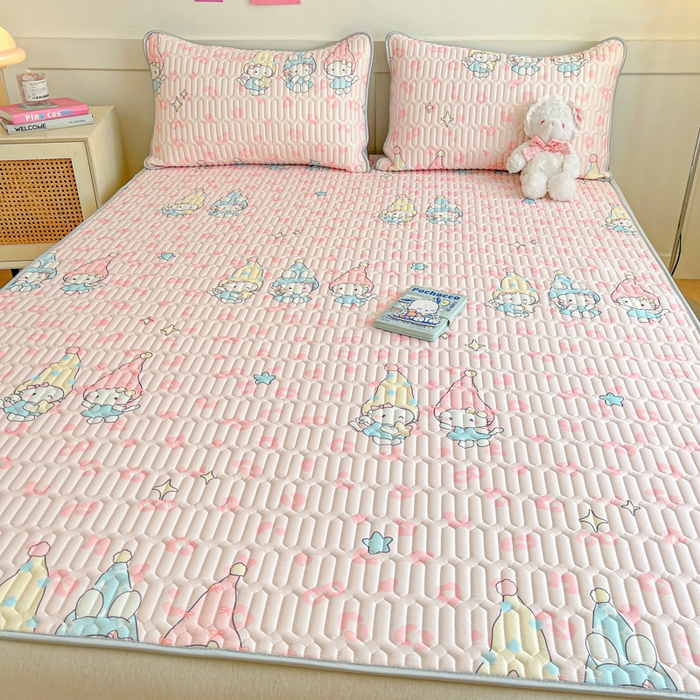 91家纺网 家纺一手货源 找家纺 柒月家居 2026新款小清新乳胶凉席三件套 豹纹精灵